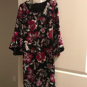 Knee length black and floral dress